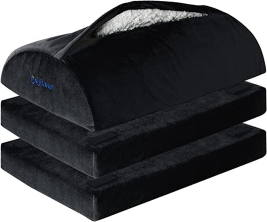 Foot Rest for Under Desk Foot Stool with 3 Adjustable Heights & Washable Cover Ergonomic Memory Foam Office Footrest Suitable for Office, Home and Car, Black