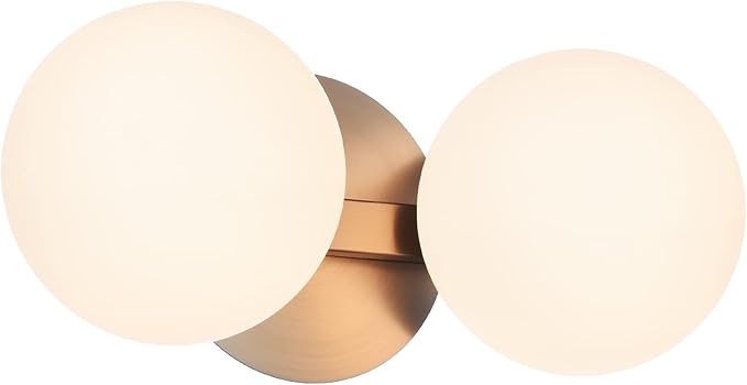 Bathroom Vanity Light Fixtures, Modern 2 Lights Globe Wall Sconce Lighting Brushed Nickel, Porch Wall Mount Light Fixture for Bathroom, Mirror Cabinets Hallway Stairs (Brushed Nickel, 2-Light)