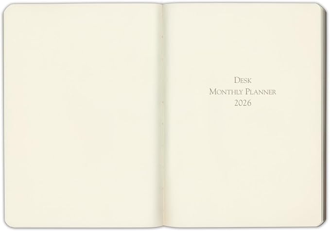 Gallery Leather Desk Monthly Planner 2025-2026, Elegantly Bound Calendar Planner and Notebook with Stylish Gold-Gilded Page Edges, 18 Months - Acadia Malibu - 8x5.5”