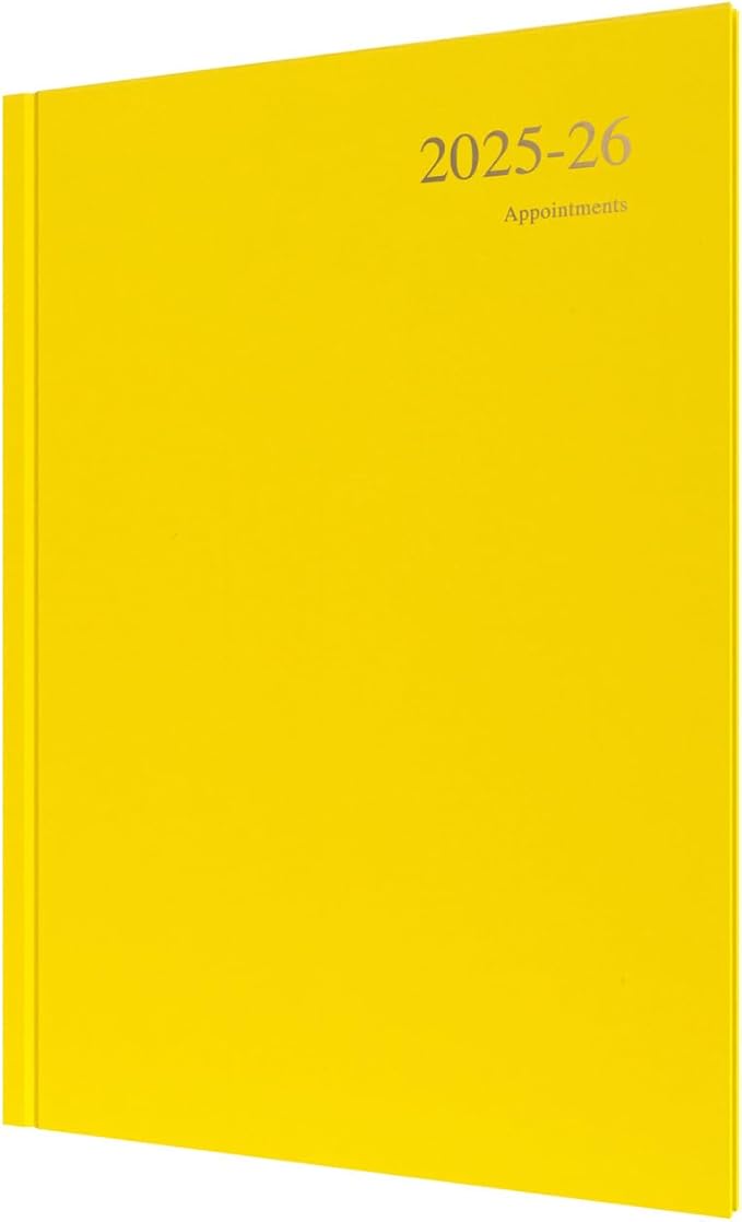 Collins 'Essentials' 12 Month Mid/Academic Year Planner, July 2025-July 2026 - ESSA43M.45-2526 -Week-to-View Appointments Diary, A4 Hard Cover, Yellow