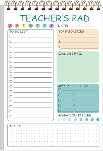 Teacher Notepad - Teacher To Do List Notepad, Spiral Checklist Notebook Organizer for Teachers Notes Task Appointment, Teacher Appreciation Gifts, 5.8'' x 8.3'', Green