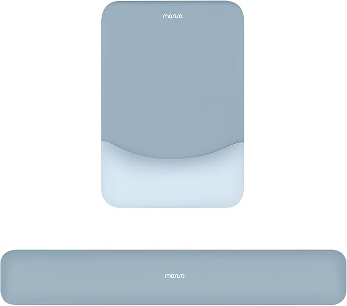 MOSISO Wrist Rest Support for Mouse Pad&Keyboard Set, Rectangular Ergonomic Mousepad Non-Slip Base Home/Office Pain Relief&Easy Typing Pad with Neoprene Cloth&Raised Curved Memory Foam, Aquamarine