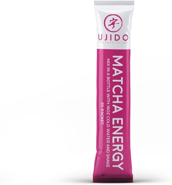 Ujido Matcha Energy Packets, Lemon Flavor, Sugar-Free, Monkfruit, Non-GMO, Antioxidant, Keto & Vegan, 2g x 15 Count