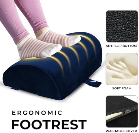 Friends of meditation Foot Rest for Office Chair | Foot Stool for Sofa | Ergonomic Foot Rest Under Table/Desk | Leg Resting Stool | Removable Cover | Blue