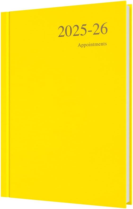 Collins 'Essentials' 12 Month Mid/Academic Year Planner, July 2025-July 2026 Day-to-Page Appointments Diary, A5 Hard Cover, Yellow
