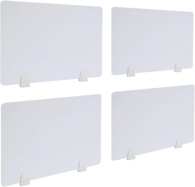 4PCS Desk Dividers Office Partitions, Privacy Desk Panel Protective, Acrylic Plexiglass Shield with Clamps for Offices Schools Call Centers - 23.6”L X15.8”W