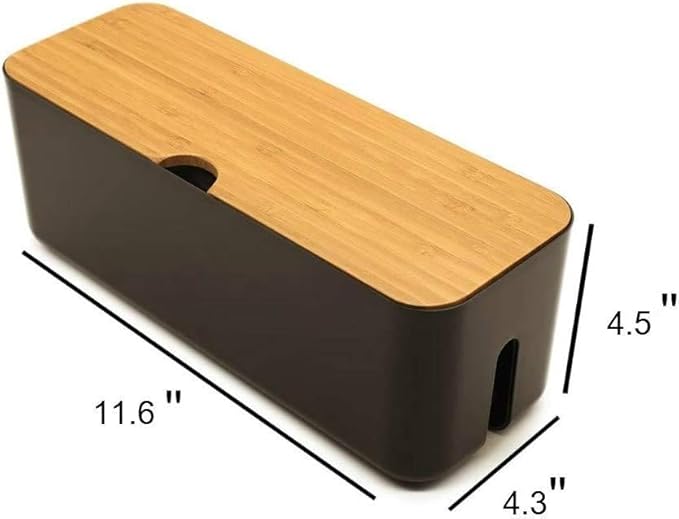 2 Pieces Cable Management Box|Cord Organizer Box| Hide and Conceal Power Strips and Electrical Cords from TVs, Computers, and Desks (Black 2PCS)