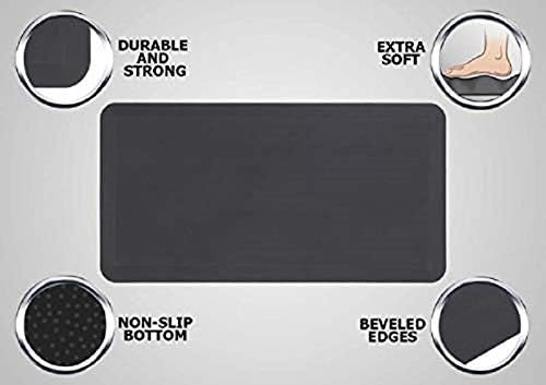 Mabel Home Anti Fatigue Floor Mat- 3 Size(20x32 & 20x39 & 24x70),16 Colors - Standing Desk Mat-Kitchen Floor Mat-Stain ResistantHome Non-Slip Bottom, Extra Soft (Black, 20" x 39")
