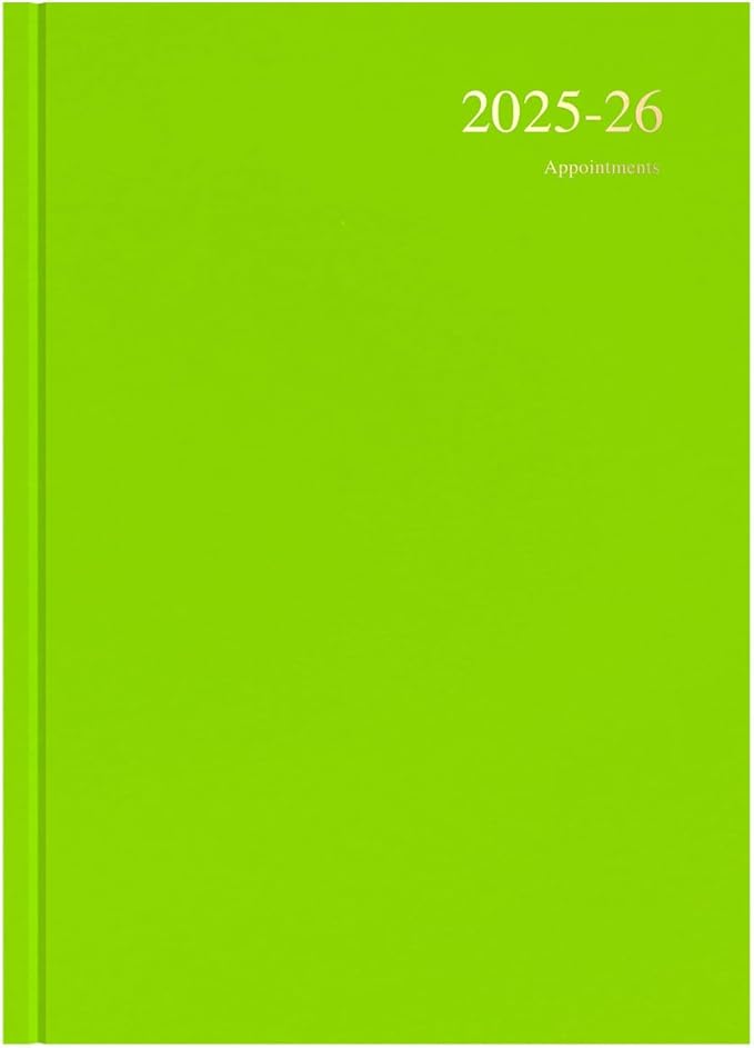 Collins 'Essentials' 12 Month Mid/Academic Year Planner, July 2025-July 2026 - ESSA43M.64-2526 - Week-to-View Appointments Diary, A4 Hard Cover, Lime
