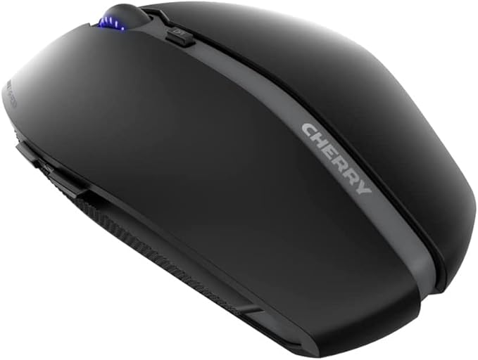 Cherry GENTIX BT Wireless Bluetooth Mouse, Multi-Device Function for up to 3 Devices, Switchable Resolution (1K/2K DPI), 7 Buttons and Scroll Wheel, Battery Operated (Black)