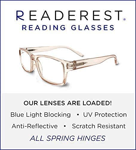 Readerest Blue Light Blocking Glasses – Computer Eyewear, UV Protection, Eye Strain & Glare Reduction, Lightweight Frame (3.00)