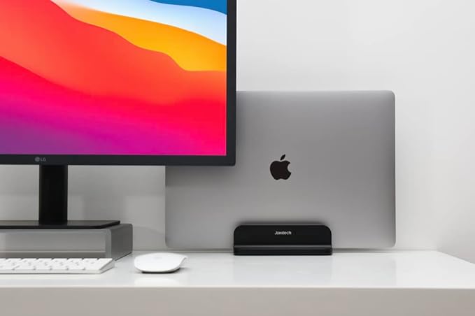 Aluminum Laptop Vertical Stand Organizer, Sturdy Laptop Computer Holder Desktop Stand Compatible with New Retina Apple MacBook Pro/Air, Mac mini and iPad Pro - Black