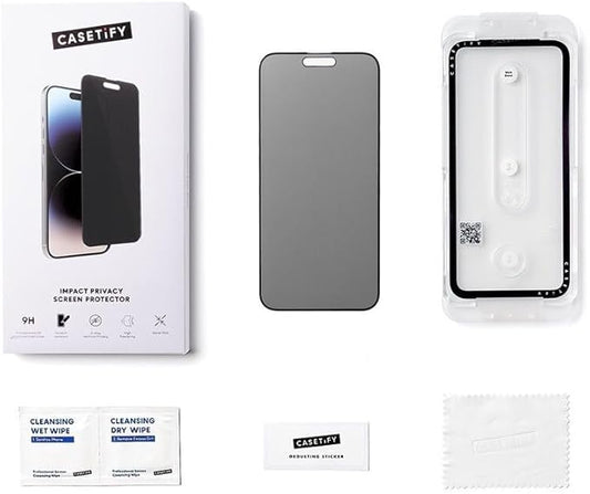 CASETiFY Impact Privacy Screen Protector [Strengthened 9H aluminosilicate glass, applicator included] for iPhone 15 Pro