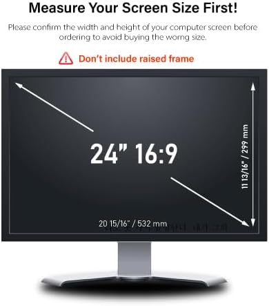 24 Inch - 16:9 Aspect Ratio - Computer Privacy Screen Filter for Widescreen Monitor - Anti-Glare - Anti-Scratch Protector Film - Protects Your Eyes from Harmful Glare and Blue Light