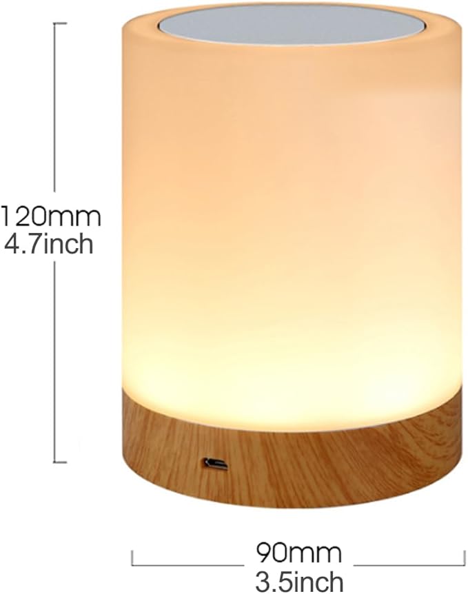 Night Light, Dimmable Touch Lamp for Bedroom Living Room Baby Nursery, Portable Table Bedside Lamp with Rechargeable Internal Battery Night Lamp Warm White Light & Color Changing RGB