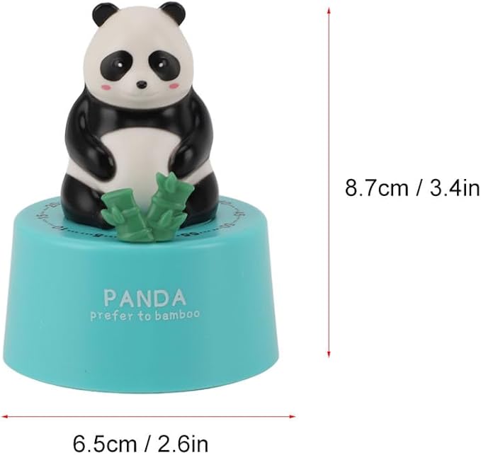 Mechanical Countdown Timer, 60 Minutes Mechanical Kitchen Timer Eco Friendly Loud Alarm Magnetic Base Cute Animal Shape for Kitchen (Panda with Blue Base)