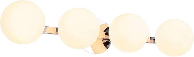 Globe Bathroom Vanity Light Fixtures, Modern 4 Lights Wall Lighting Chrome, Porch Wall Mount Light Fixture for Bathroom, Over Mirror Cabinets Hallway Stairs