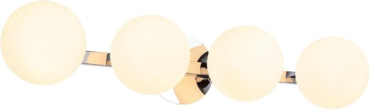 Globe Bathroom Vanity Light Fixtures, Modern 4 Lights Wall Lighting Chrome, Porch Wall Mount Light Fixture for Bathroom, Over Mirror Cabinets Hallway Stairs