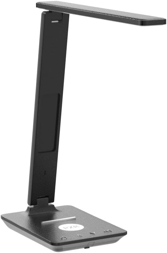 poukaran LED Desk Lamp with Wireless Charger, USB Charging Port, Table Lamp with Clock, Alarm, Date, Temperature, Desk Lamps for Home Office,Black