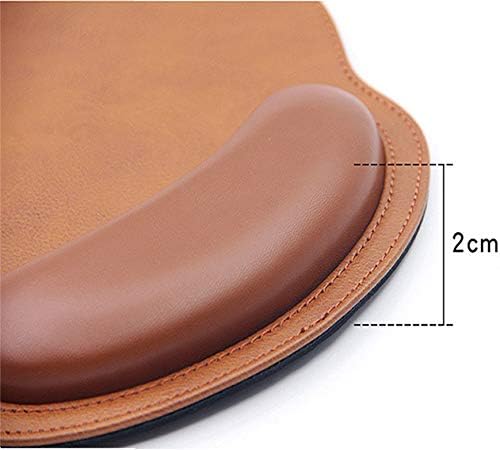 RICHEN Ergonomic PU Leather Mouse Pad with Wrist Support,Comfort Memory Foam,Waterproof Surface，Non- Slip Rubber Base for Computer Laptop & Mac,Lightweight Rest for Home,Office & Travel (Brown)