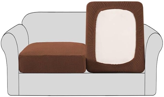 H.VERSAILTEX High Stretch Couch Cushion Covers,Chair Sofa Seat Slipcovers Couch Cushion Cover Stretch Furniture Protector for Kids, Pets(2 Packs Cushion Loveseat Covers, Caramel)