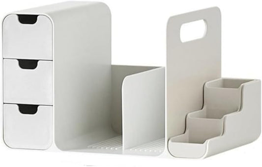 Desk Organizer with Drawers – White, 3-Drawer Storage Box for Office, Home, or School Desk – Compact, Lightweight, and Safe Design – 13.3" x 8.3" x 8.3"