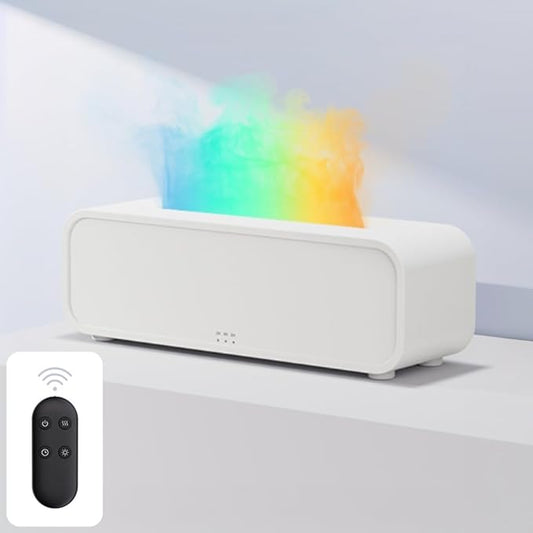 Dream Color Flame Diffuser Humidifier, Music Sync Ultra-Quiet Aroma Essential Oil Diffuser, 250ml Aromatherapy Mist Humidifier with Auto-Off, Timeable for Bedroom, Home, Office(White)