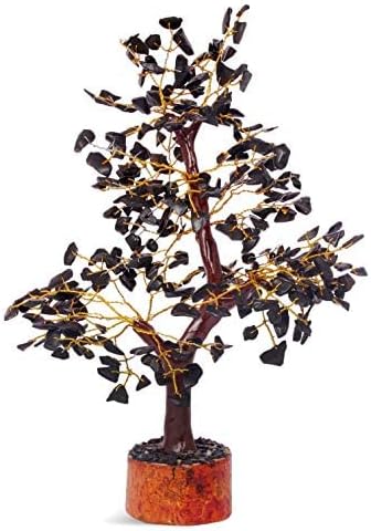 FASHIONZAADI Black Tourmaline Gemstone Tree - Crystal Tree of Life - Crystals and Stones Home Office Decor - Good Luck Gifts for Women