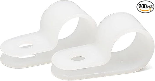 100 Pcs White Nylon R-Type Cable Clamps, 3/4 Inch Cable Organizer Assortment Kit for Wire Management