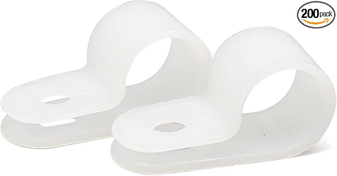 100 Pcs White Nylon R-Type Cable Clamps, 3/4 Inch Cable Organizer Assortment Kit for Wire Management