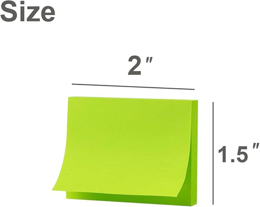 (50 Pads) Sticky Notes 1.5x2, 10 Colors Self Sticky Notes, Sticky Pads, Recyclable, Self-Stick Pads, Easy to Stick for Home, Office, Notebook