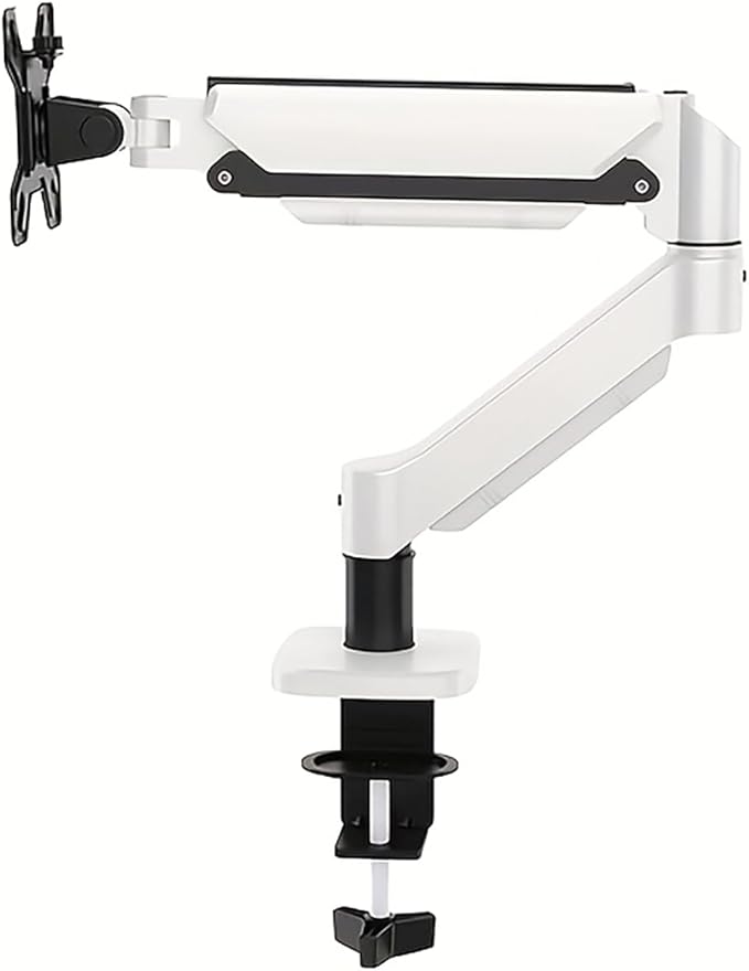 Ultrawide Monitor Arm for 13 to 32 inch Flat/Curved Computer Screen, Gas Spring Single Monitor Mount Holds up to 17.63 lbs, Clamp & Grommet Base, VESA 75x75/100x100mm, White