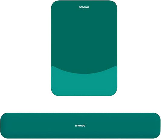 MOSISO Wrist Rest Support for Mouse Pad&Keyboard Set, Rectangular Ergonomic Mousepad Non-Slip Base Home/Office Pain Relief&Easy Typing Pad with Neoprene Cloth&Raised Curved Memory Foam, Teal Green