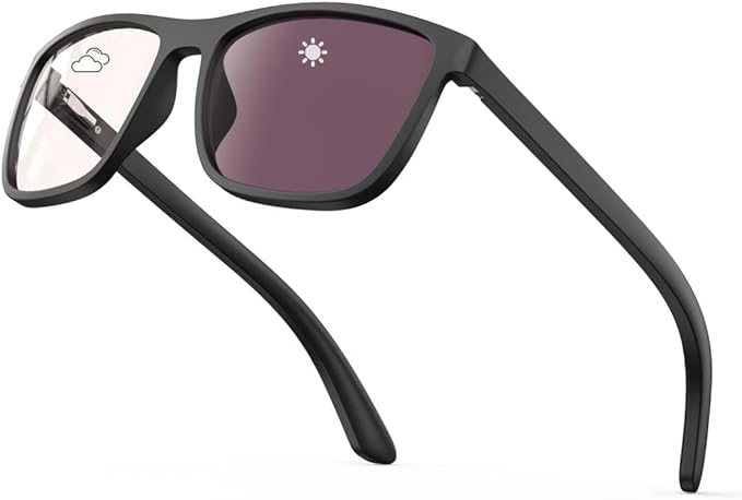 Bloomoak Rose Tinted Photochromic for Indoor/Outdoor UV 400/Migraine Relief Glasses for Fluorescent LED Glare/Photophobia