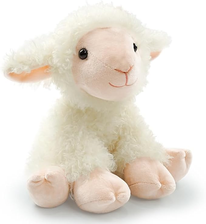 Plush Lamb Sitting Toys Stuffed Animal, Realistic Sheep Stuffed Animal Toy Characters Stuffed Filled in Limbs 8.5 Inch Soft Huggable Gifts for Kids with Stuffed Animals Birthday Gift for Girls Boys