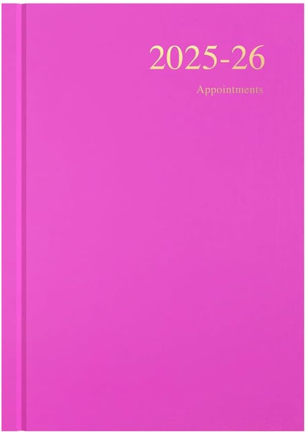 Collins 'Essentials' 12 Month Mid/Academic Year Planner, July 2025-July 2026 Day-to-Page Appointments Diary, A5 Hard Cover, Pink