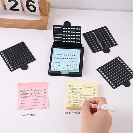 Smarter Sticky Note Kit, Ultimate Sticky Note Holder with Stencil, 5 Versatile Templates Organize Notes, Boost Productivity & Master Daily Planning, Perfect for to-Do Lists, Home, Office (Black)