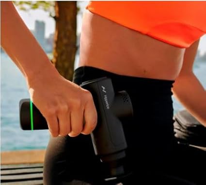 Hyperice Hypervolt Go 2 - Black - Featuring Quiet Glide Technology - Handheld Percussion Massage Gun - 3 Speeds, 2 Interchangeable Heads - Helps Relieve Sore Muscles and Stiffness - FSA-HSA Eligible