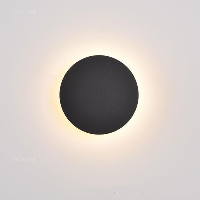 Modern Minimalist Wall Light White/Black Round Disc Wall Sconce Metal Circular Stairwell Lighting Dimmable LED Sconce for Living Room Bedroom