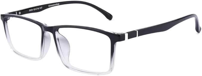 GUDVUE Mens Blue Light Glasses Rectangle Computer Glasses Gaming Glasses, Black/Crystal PRO