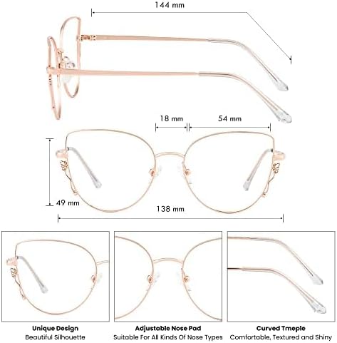 GUDVUE Blue Light Glasses, Computer/Gaming/TV/Phones Glasses for Women/men, Anti Glare/UV400/Eye Strain, Cat Eye Rose Gold