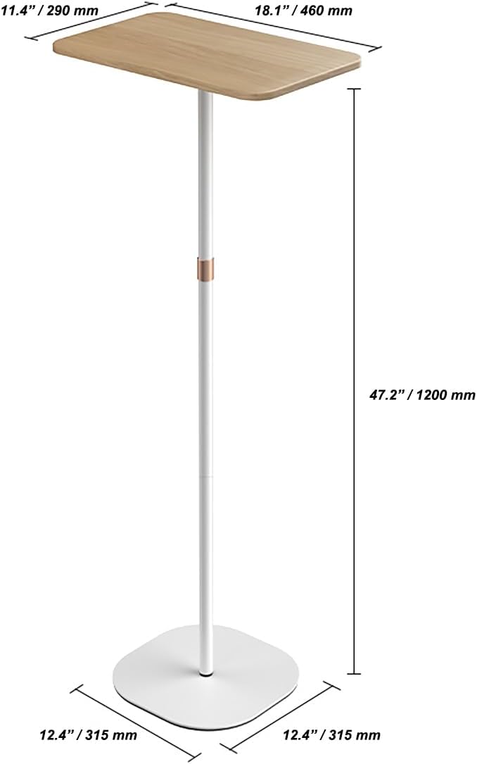 Mobile Standing Desk Height Adjustable Floor Laptop Stand, Computer Cart Workstation, Projector Stand, Teacher Podium for Home, Office, Classroom