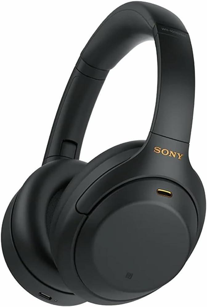 Sony WH-1000XM4 Wireless Noise Canceling Overhead Headphones with Mic for Phone-Call, Voice Control, Black, with USB Wall Adapter and Microfiber Cleaning Cloth - Bundle