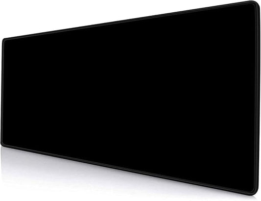 Black Large Gaming Mouse Pad with Stitched Edges, Desk Pad Extended Keyboard Mat, Non-Slip Rubber Base Mousepads for Laptop, Office, Home, 31.5X11.8 inch