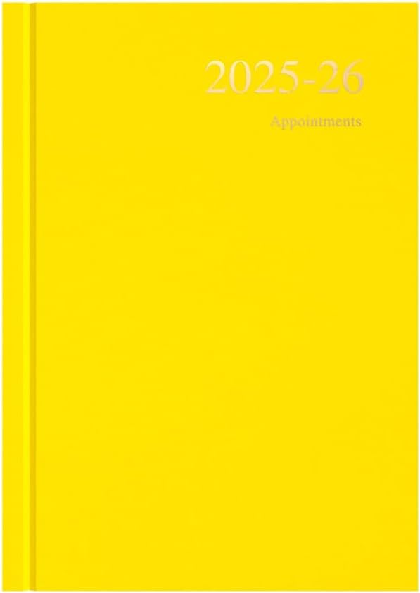 Collins 'Essentials' 12 Month Mid/Academic Year Planner, July 2025-July 2026 Day-to-Page Appointments Diary, A5 Hard Cover, Yellow