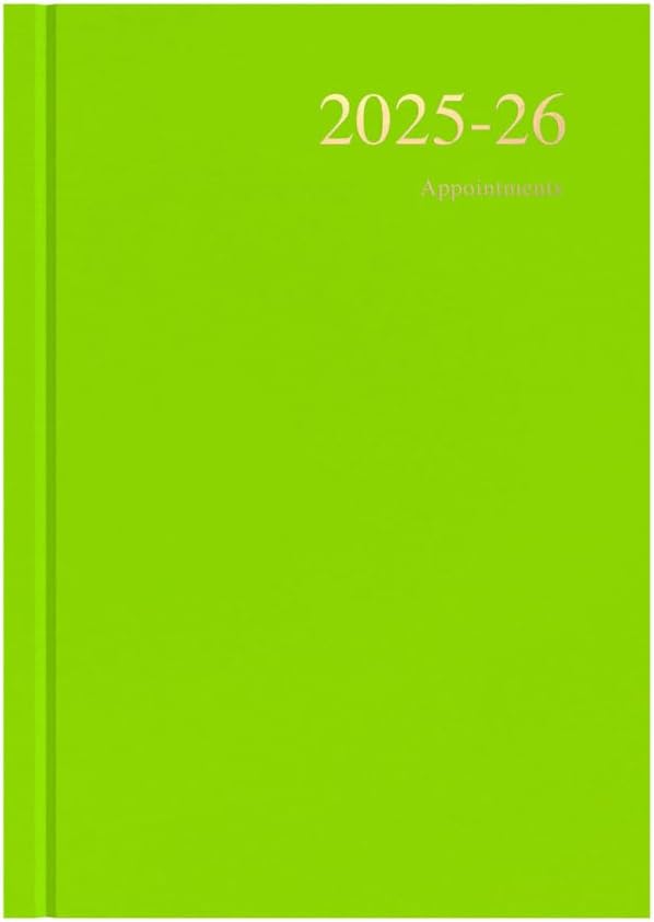 Collins 'Essentials' 12 Month Mid/Academic Year Planner, July 2025-July 2026 - ESSA51M.64-2526 -Day-to-Page Appointments Diary, A5 Hard Cover, Lime