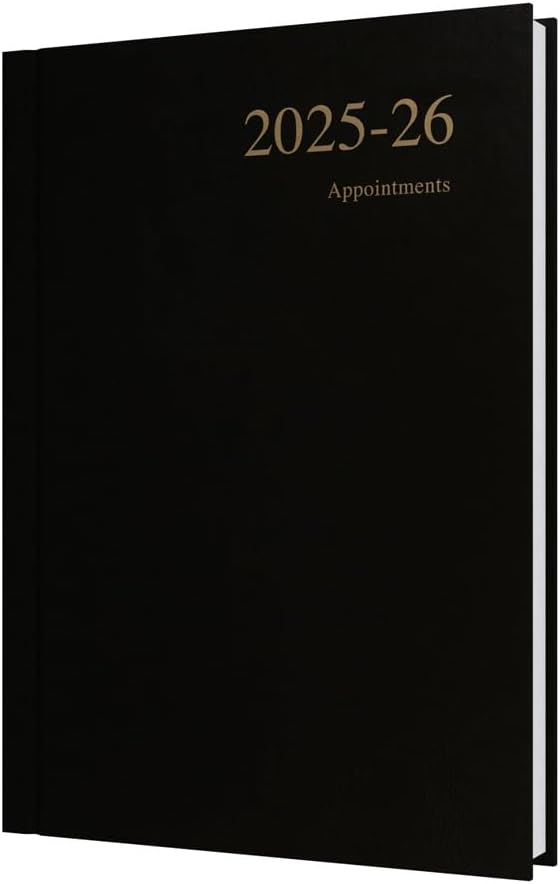 Collins 'Essentials' 12 Month Mid/Academic Year Planner, July 2025-July 2026 - ESSA51M.99-2526 - Day-to-Page Appointments Diary, A5 Hard Cover, Black