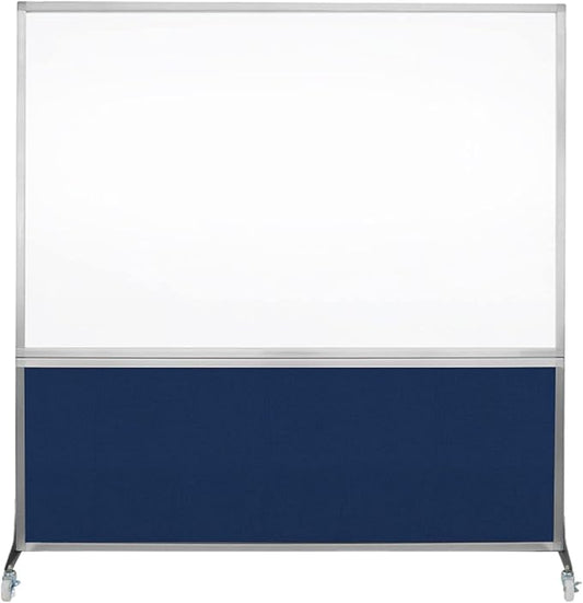 DivideWrite Mobile Whiteboard | Double Sided Dry Erase Board | Portable Office Cubicle Partition | Display for Classrooms, Conference Rooms, Meeting Areas and More | Navy Blue Fabric 6' Wide X 6' Tall