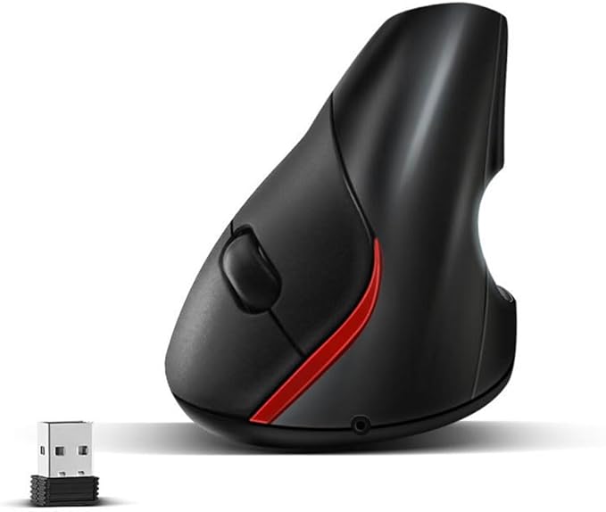 Vertical Mouse Wireless Computer Mice USB Charging Mode Ergonomics PC Laptop Office Protect Wrist Black