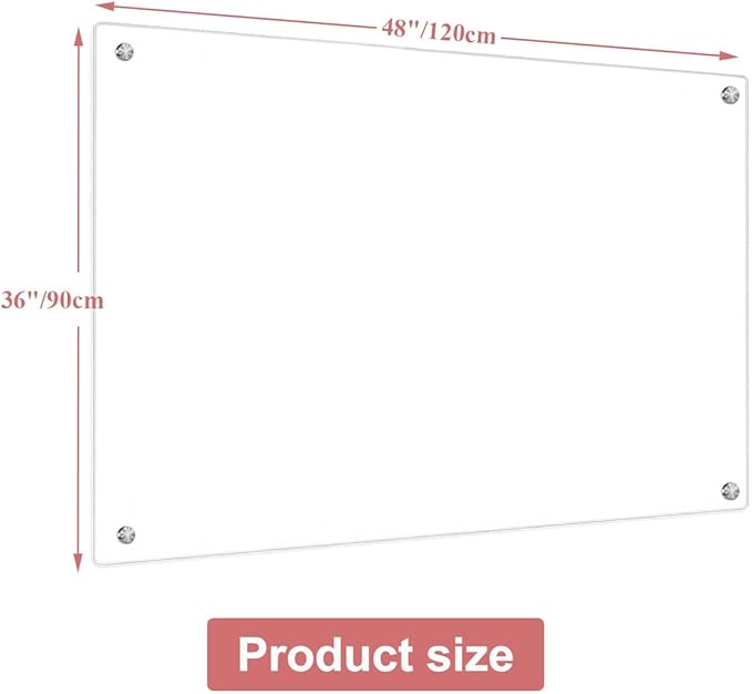 Glass Dry Erase White Board for Wall,Glass Whiteboard, 33" x 46" Large Glassboard for Home Kitchen, Office, Frameless, Brilliance (BB-WH-84117)